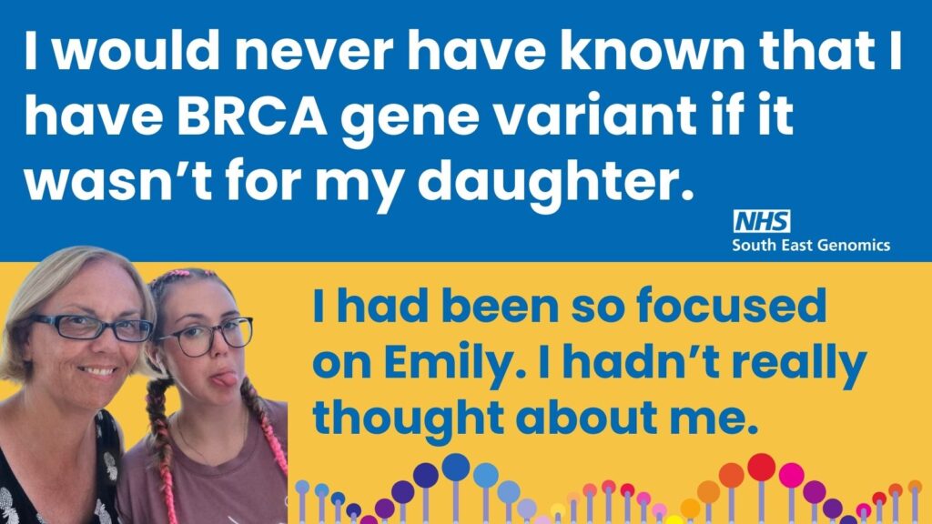 Image of Lisa and her daughter Emily. Lisa is sharing her story of discovering she has the BRCA gene variant following genetic testing.