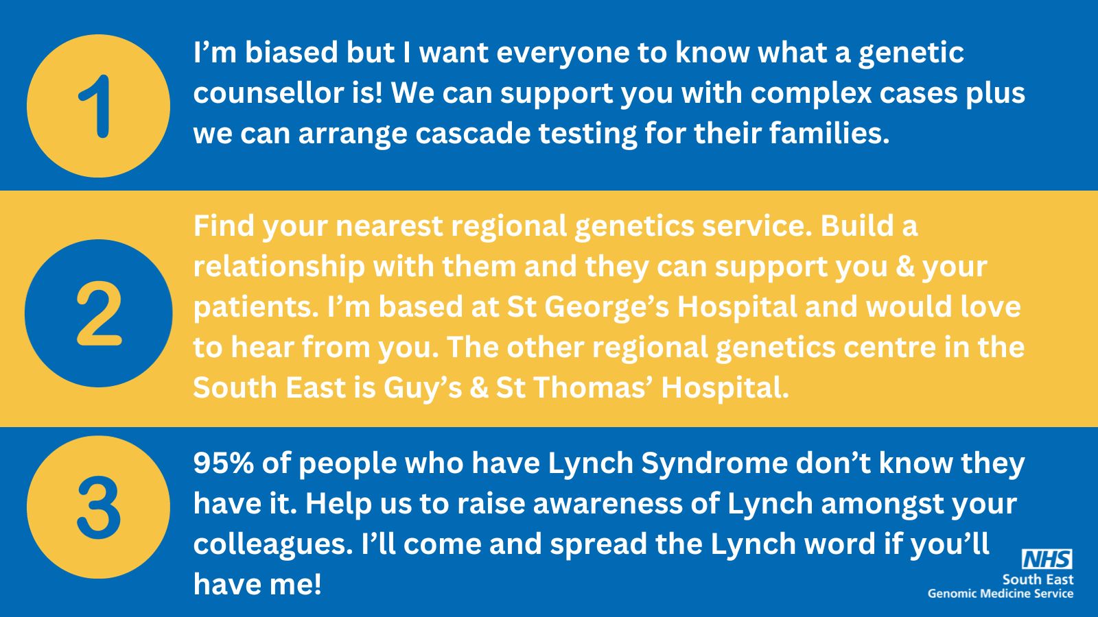 Genetic Counsellor, Andrea Foreman shares her top tips for anyone working in cancer who may come across patients with Lynch Syndrome.
