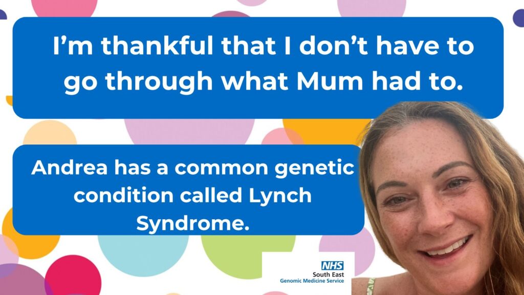 Photo of Andrea who is sharing her story of having Lynch Syndrome.