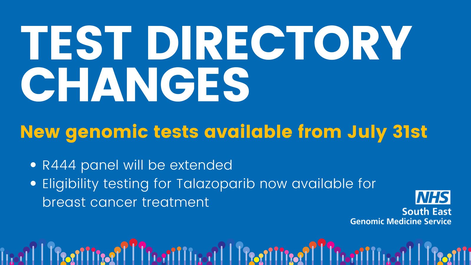 The National Genomic Test Directory has been updated.