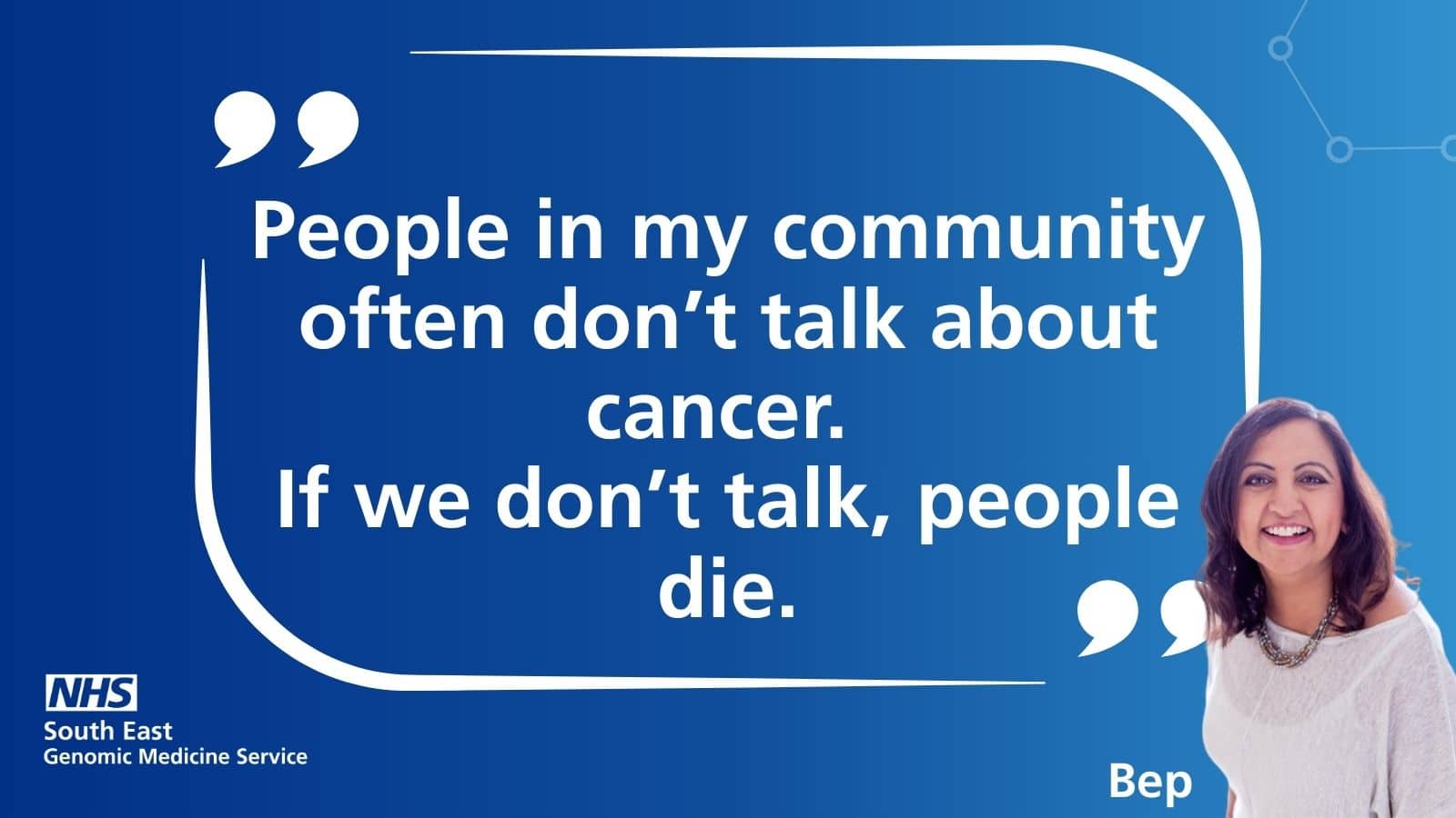 Video of People in my community often don’t talk about cancer.  If we don’t talk, people die.